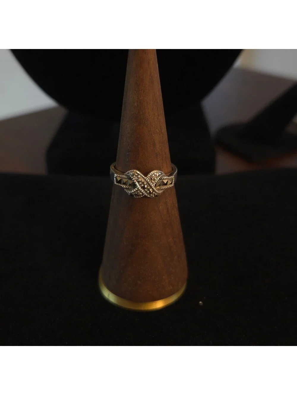 Vintage Size 7 Sterling and Marcasite Crossed Ring